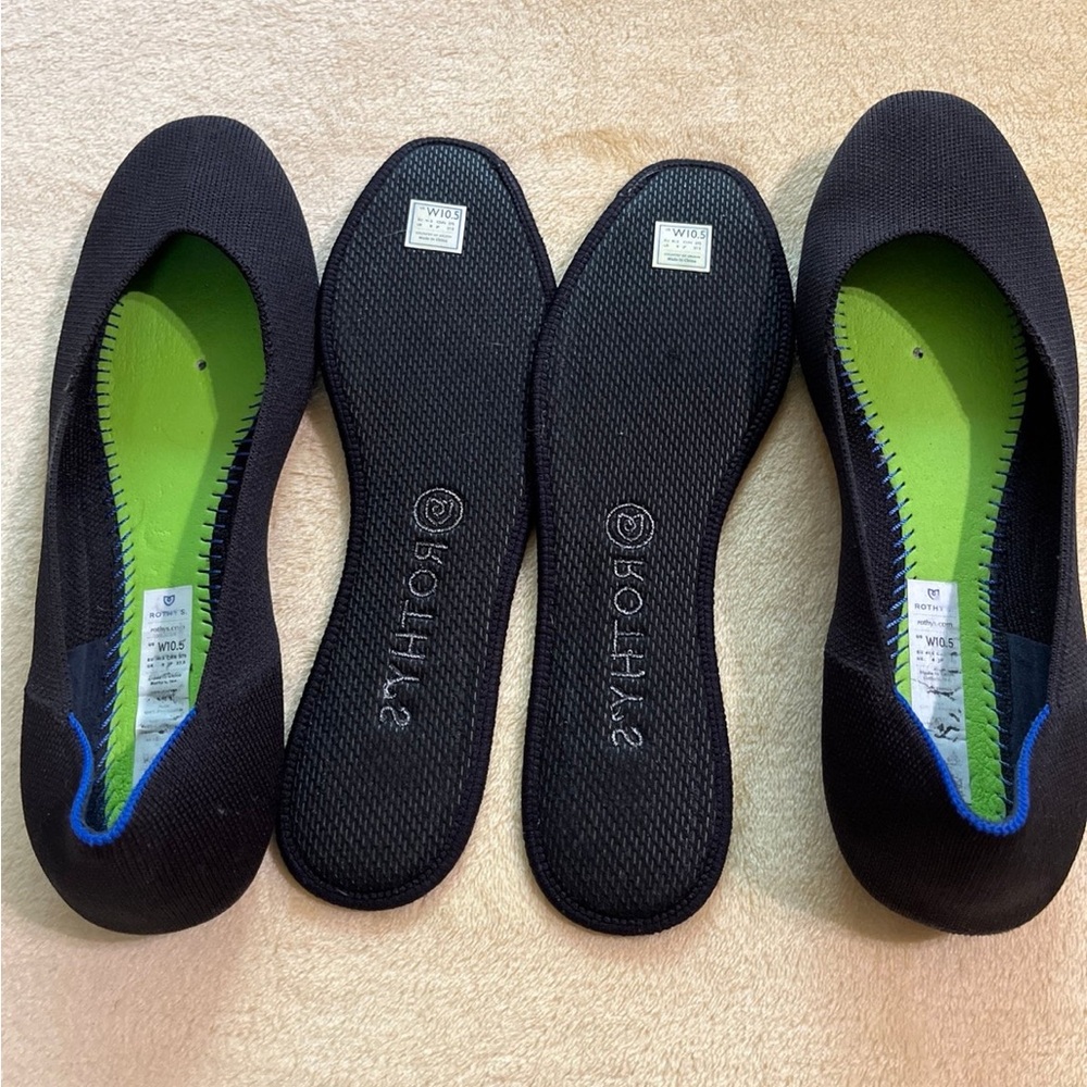 Rothy Classic Rounded Toe Solid Black Flats - image 4